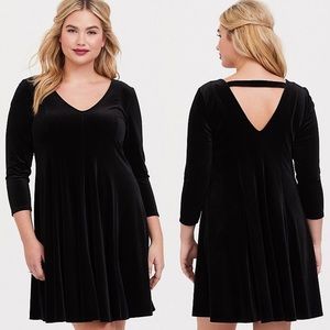 Torrid Black Velvet Fluted Mini Dress 3